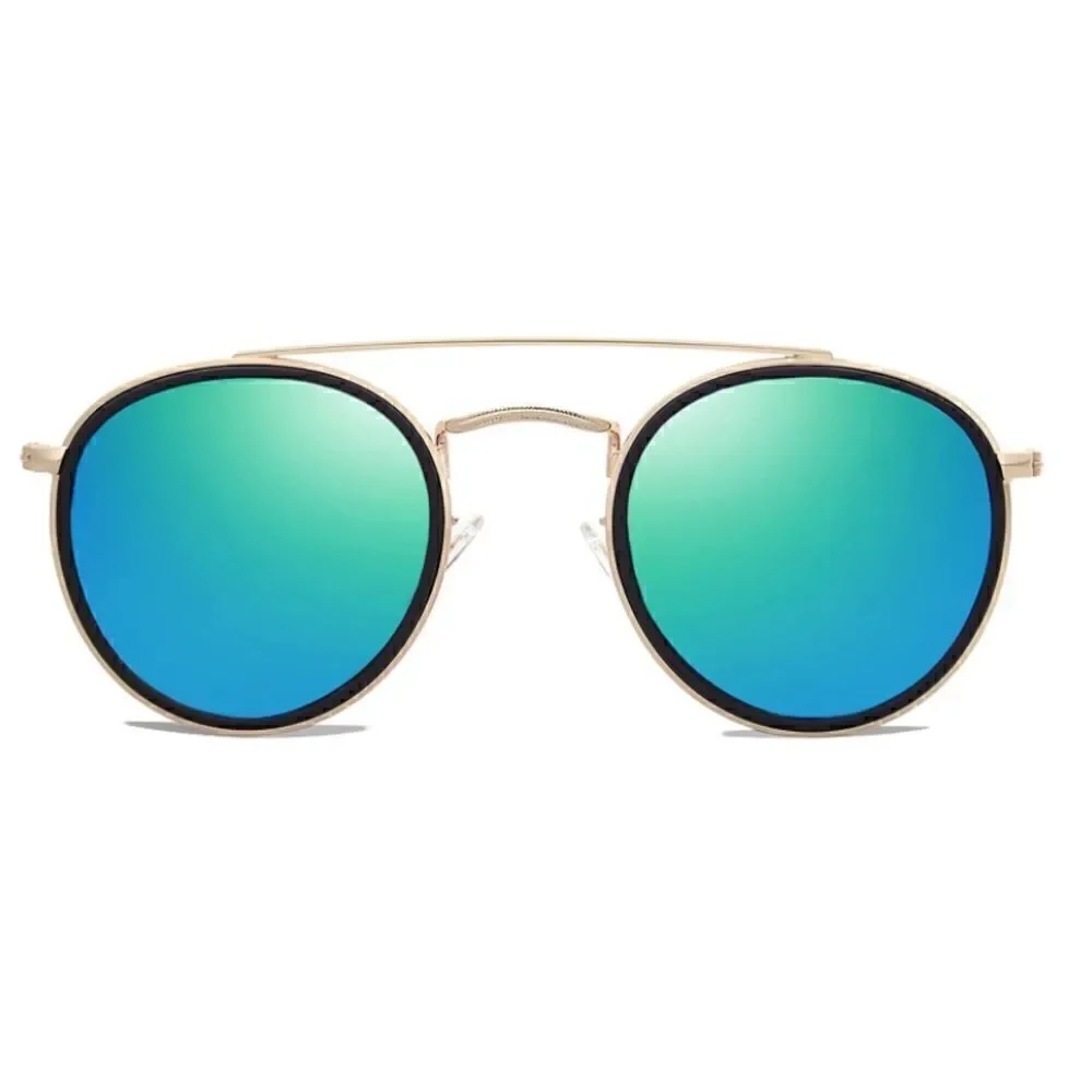 Round Retro Double Bridge Sunglasses